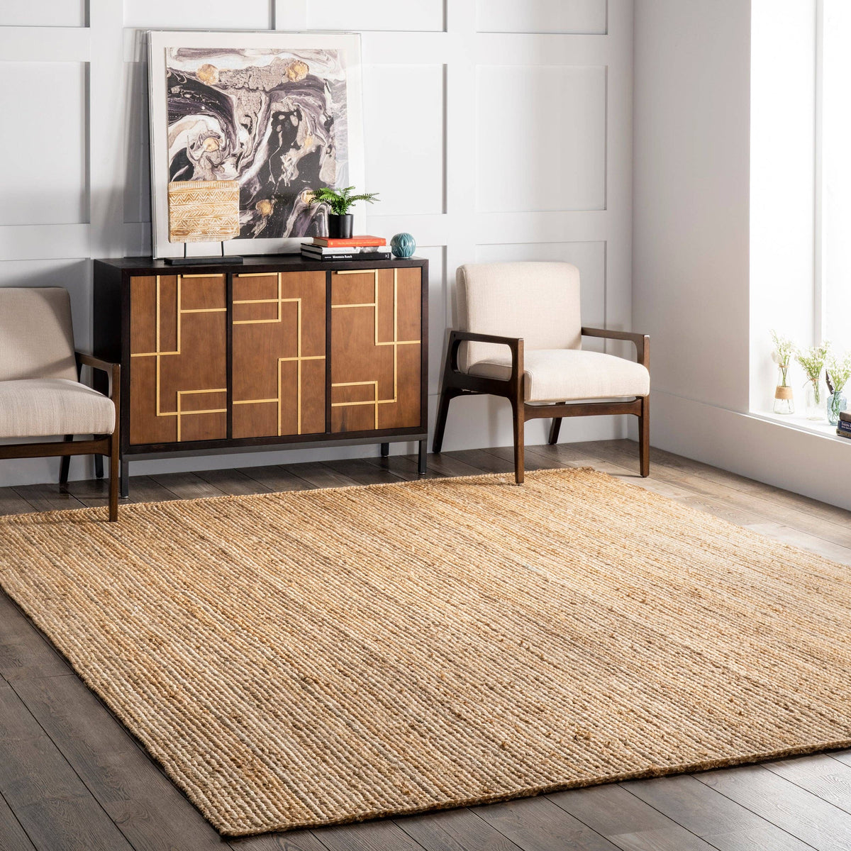 Rigo Hand Woven Farmhouse Jute Area Rug