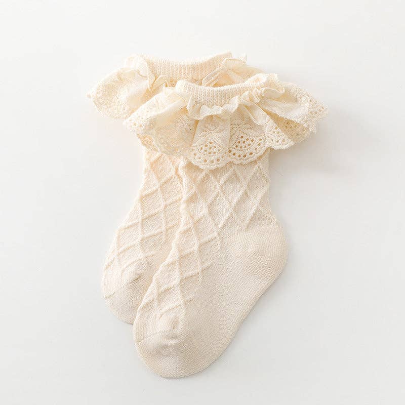 Princess Lace Baby Socks Cotton Breathable Mid-Calf Socks