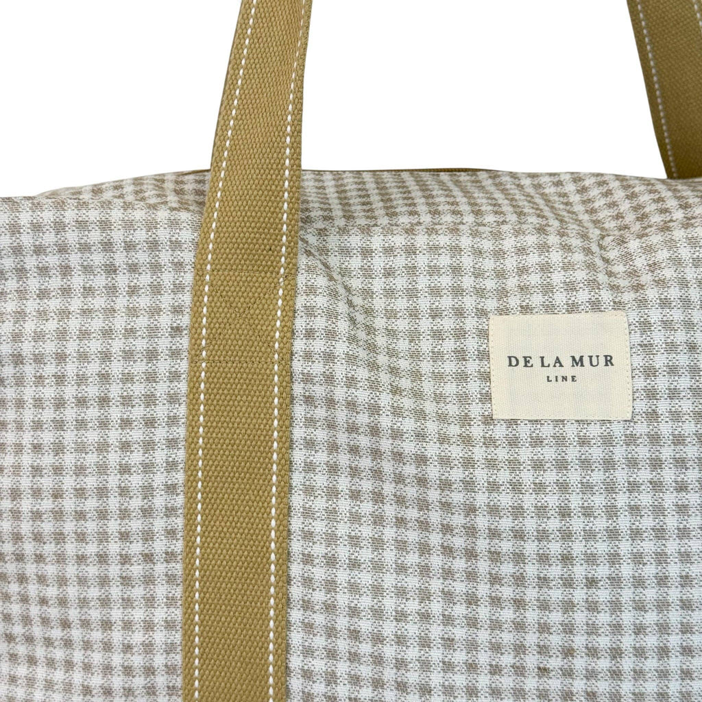 Gingham Jacquard Sports Bag – Beige & Ecru (Vison)