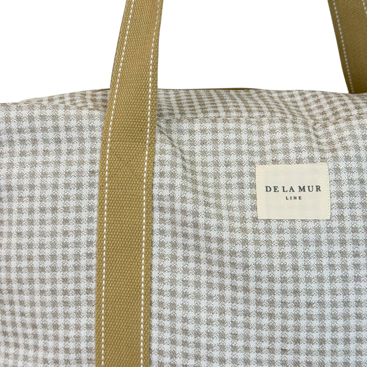 Gingham Jacquard Sports Bag – Beige & Ecru (Vison)