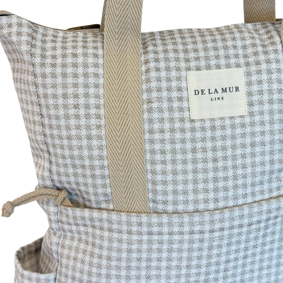 Gingham Jacquard Backpack - Shoulder Bag – Beige & Ecru (Vison)