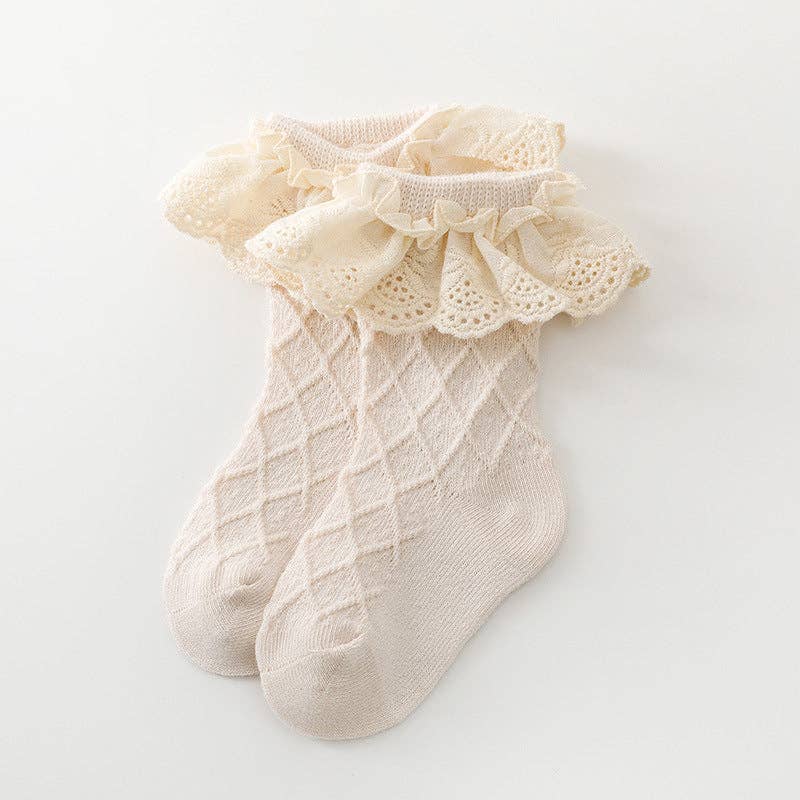 Princess Lace Baby Socks Cotton Breathable Mid-Calf Socks